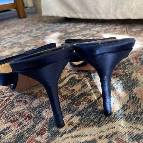 Prada Blue Satin Fuoco Bow Thong Sandals Size 39 - Picture 6 of 8